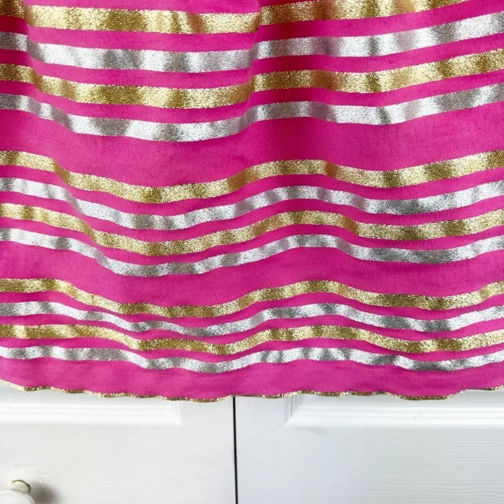 Dressed Up by Gymboree Family Brunch Girls Pink Metallic Shimmer Striped Dress